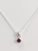 Round Gemstone Pendant Necklace 18 Inch 925 Sterling Silver Rhodium Plated Minimalist Jewelry Gift for Women