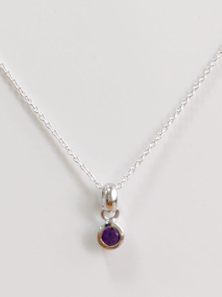 Round Gemstone Pendant Necklace 18 Inch 925 Sterling Silver Rhodium Plated Minimalist Jewelry Gift for Women