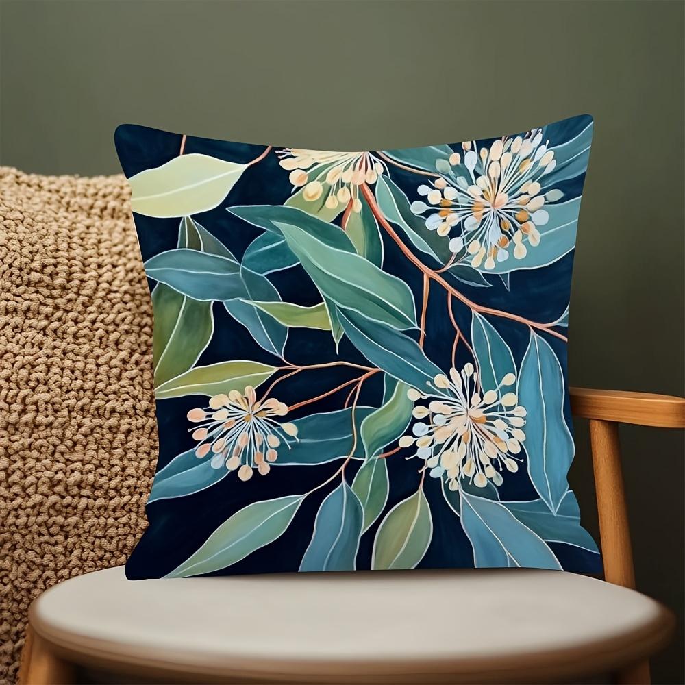 Boho Eucalyptus Flower Pillow Cover Watercolor Botanical Print Soft Cushion Case For Sofa Bed Couch Nature Boho Home Decor