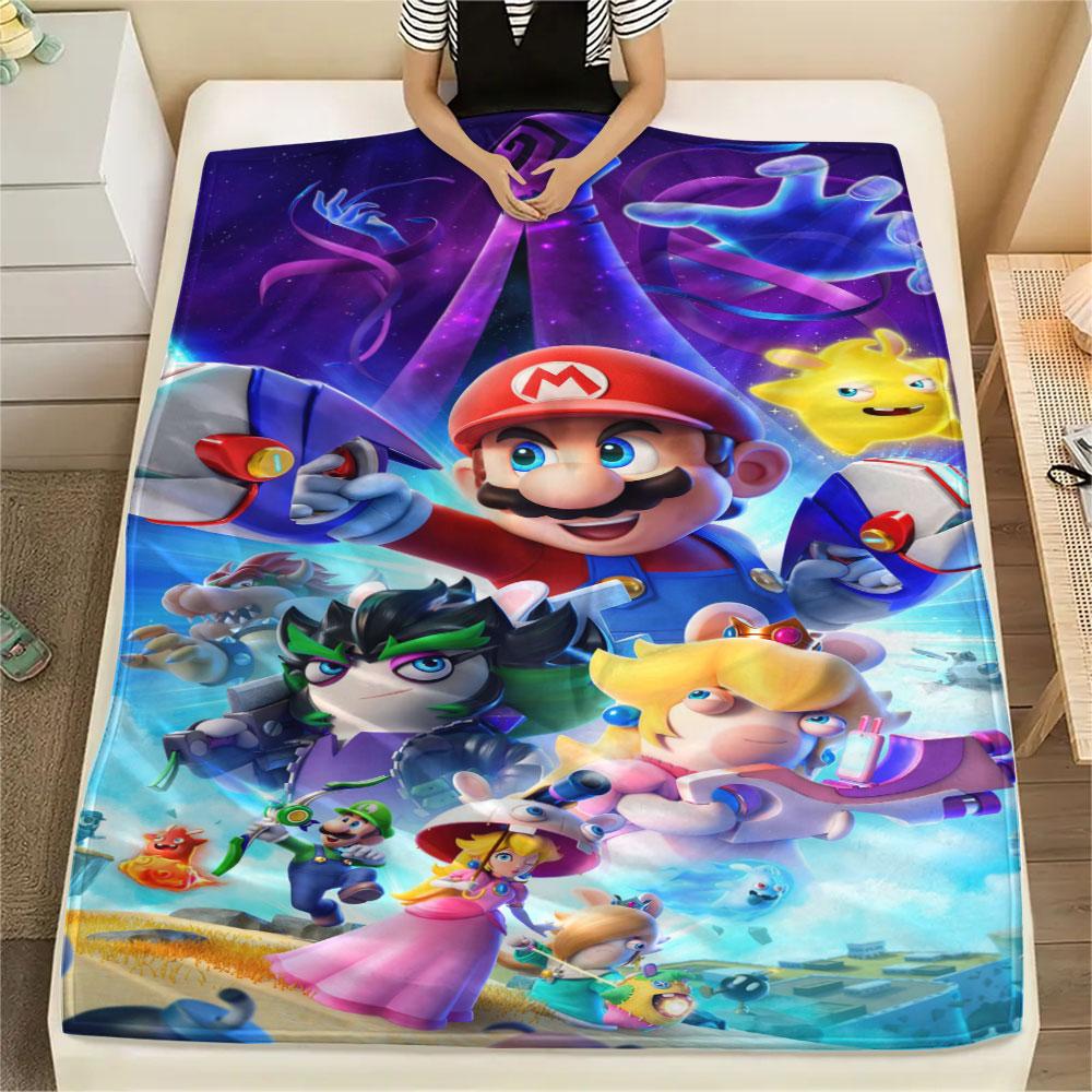Super Mario Cartoon printing Flannel Blanket Bedroom Sofa Camping Warm blanket Gifts for family and friends-MJ002
