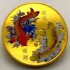 Chinese Koi Fish Colorful Fortune Gold Plated Commemorative Medal, Lucky Gold Coin, Commemorative Coin, Tooth Fairy Play Coin