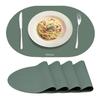 Set of 4 Silicone Placemats, Heat-Resistant and Easy-to-Clean Dining Table Placemats, Non-Slip Silicone Placemats for Dining Tables, Oval, 16.9" X 11.