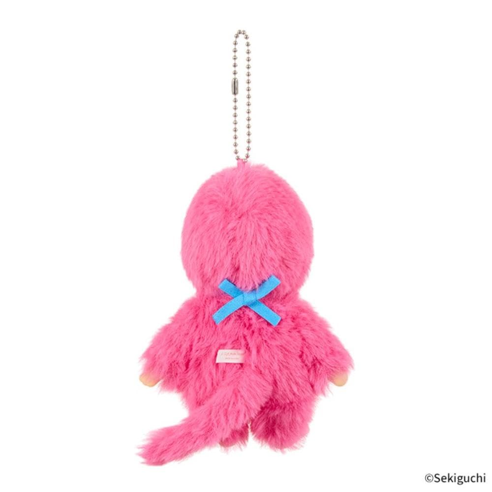 Sekiguchi Monchichi COLORS Keychain Plush Toy, Berry Pink