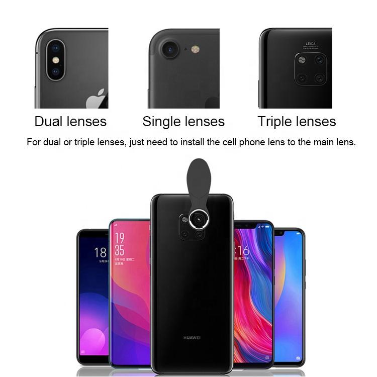 Cell Phone 130 Wide Angle Lens, 15x Macro Lens, 195 Fisheye Lens 3in1 Cell Phone Camera Lens