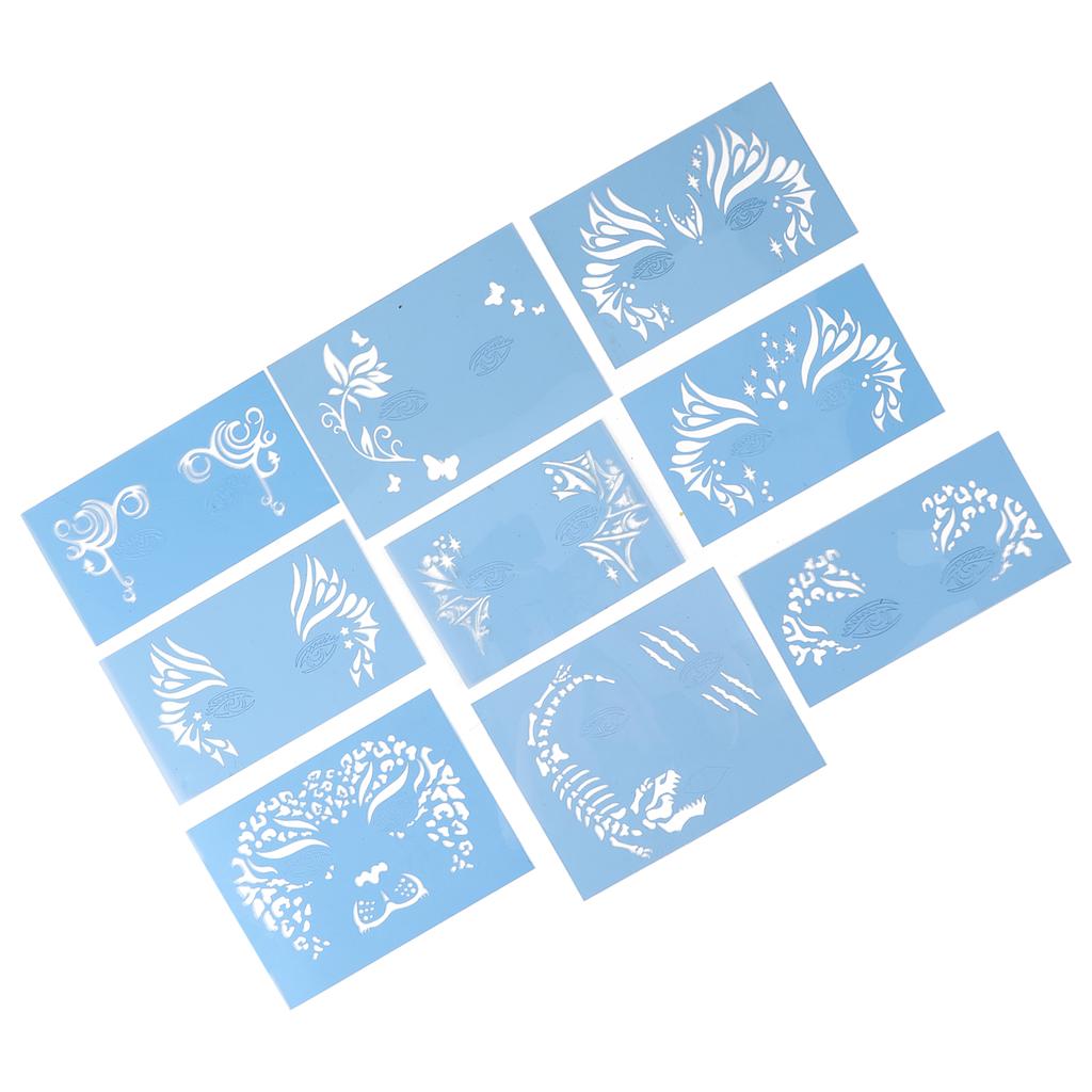 9 шт., комплект трафаретов для рисования лица, моющийся шаблон для краски, трафареты, шаблон для Хэллоуина, праздничной вечеринки, косплея