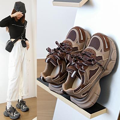 Огромные, хорошо выглядящие кроссовки для женщин, новая платформа, двойная шнуровка, увеличивающие рост, повседневные спортивные кроссовки для женщин