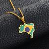 Anniyo Brazil Map and Flag Pendant & Necklace Brasil Maps Silver Color/Gold Color Jewelry #315921