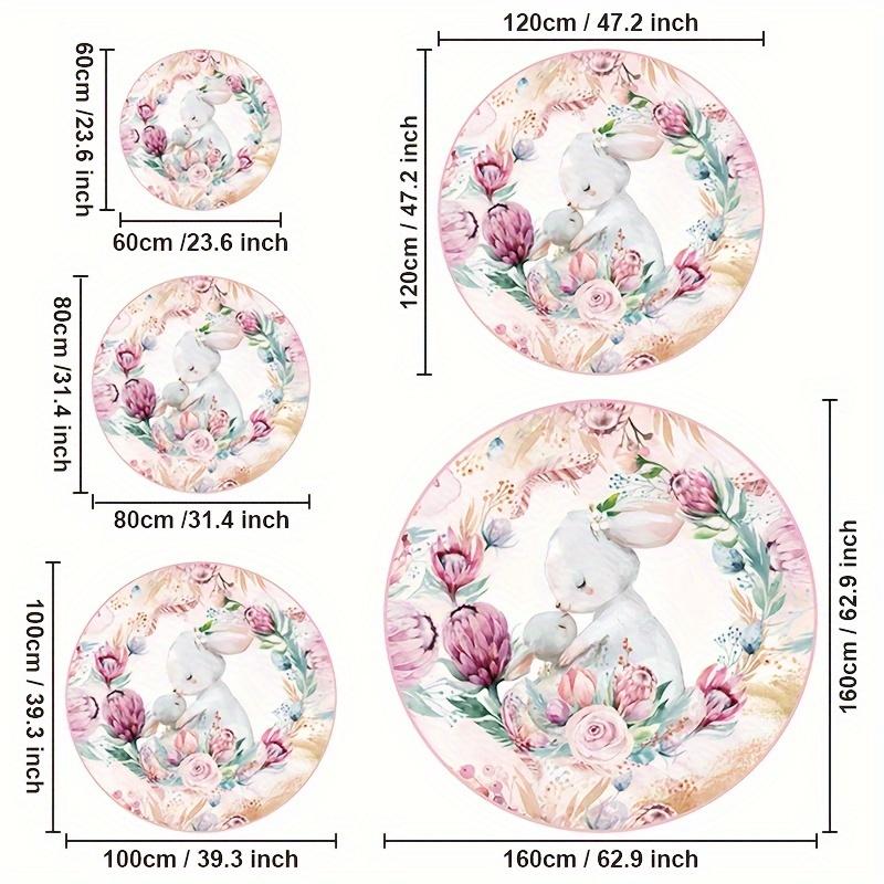 1 шт., круглый ковер с пасхальным кроликом, красочный ковер с цветочным принтом, нескользящий коврик с мультяшным элементом для гостиной, спальни, домашний декор, домашний декор