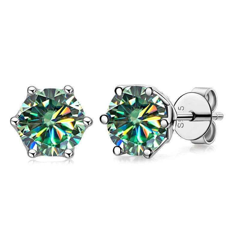 BagueRingen настоящие серьги-гвоздики с муассанитом 0,5-1 карата D для женщин, наивысшее качество, сверкающие свадебные украшения из стерлингового серебра 925 пробы