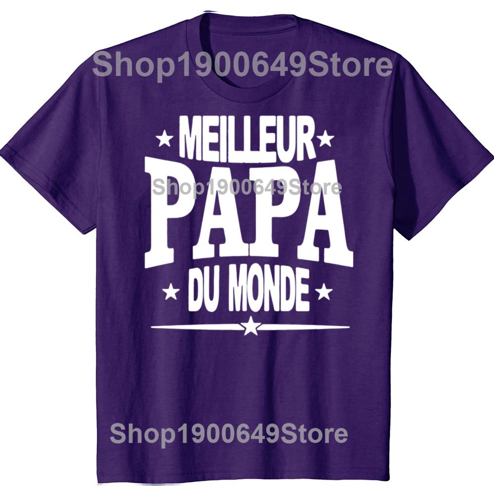 Funny World Best Dad French Graphic Fashion New Cotton Short Sleeve T Shirts ONeck Harajuku Father Dad Tshirt PAPA