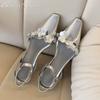 Fashion Flower Women Heeled Sandals Summer Square Toe High Heels Shoes Woman Slingback 2025 Trend Pumps Shallow Dress Sandalias Mujer