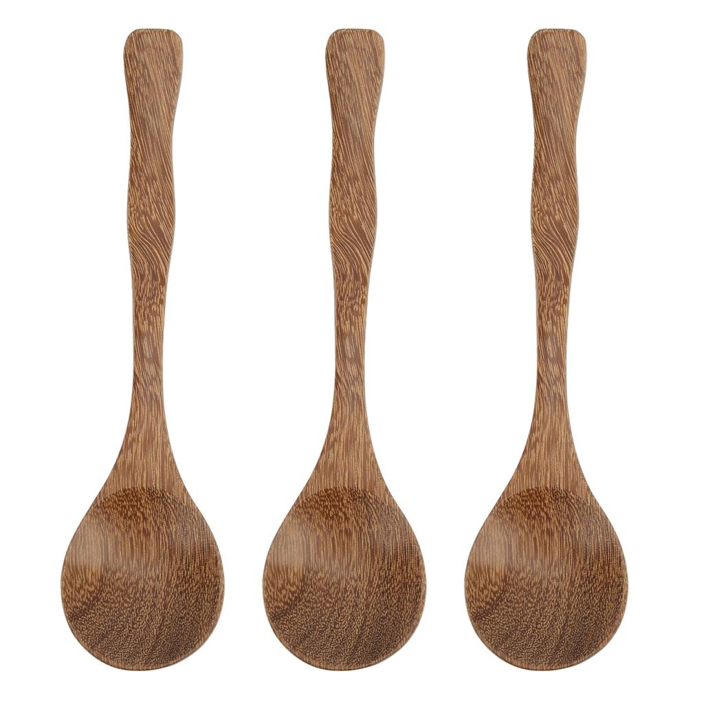 3Pcs Wooden Spoons Smoothing Heat Resistant Light Weight Wood Spoons for Log Style Decoration Daily