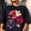 Dark Floral Illustration T-Shirt | Bold Artistic Bloom Graphic Tee