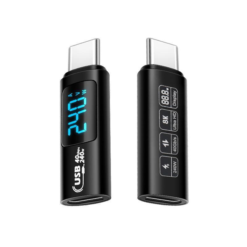 Цифровой дисплейный адаптер USB4 240 Вт Type-C, алюминиевый сплав, 40 Гбит/с, совместим с Apple 15 Series — мониторинг напряжения и мощности.