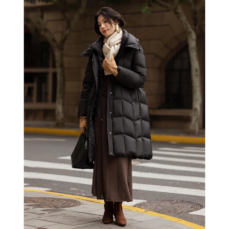 Demana Women's Faux Two-Piece Hooded 90 Duck Down Winter Jacket