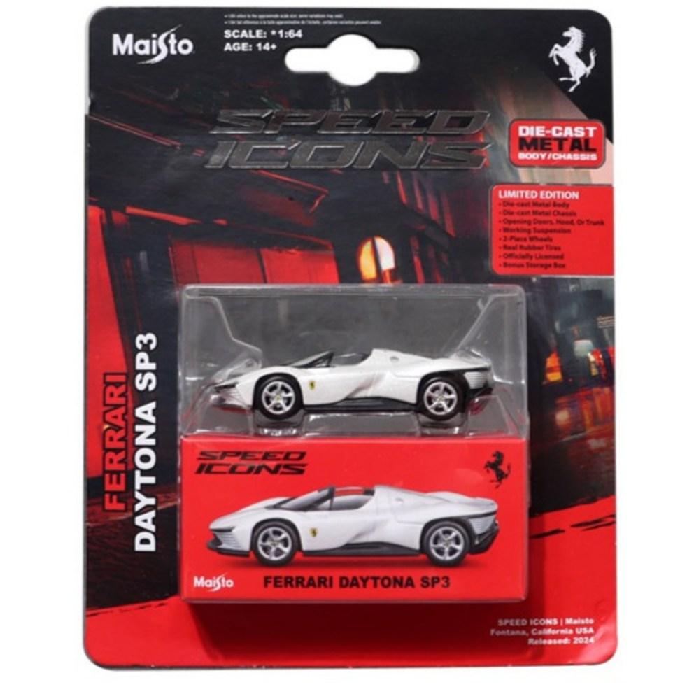 Майсто 1:64 Иконки Скорости Ferrari Daytona SP3 Литая Модель Автомобиля - Белое Издание
