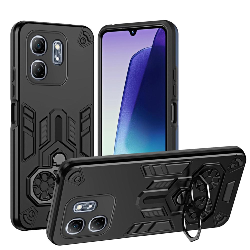 KEYSION Противоударный бронированный чехол для Infinix Hot 50i Мягкий силикон+ПК Металлическое кольцо-подставка Задняя крышка для телефона для Infinix Smart 9