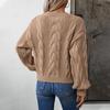 Autumn Winter Vintage Cardigan Sweater Top Loose Long Sleeve O Neck Solid Color Knitwear