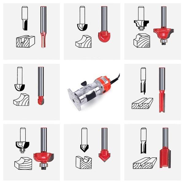 110V/220V 30000RPM 650W Electric Wood Trimmer Tool Hand Trimmer Wood Machine Router Tool Set For Woodworking Engraving Slotting Trimming Carving