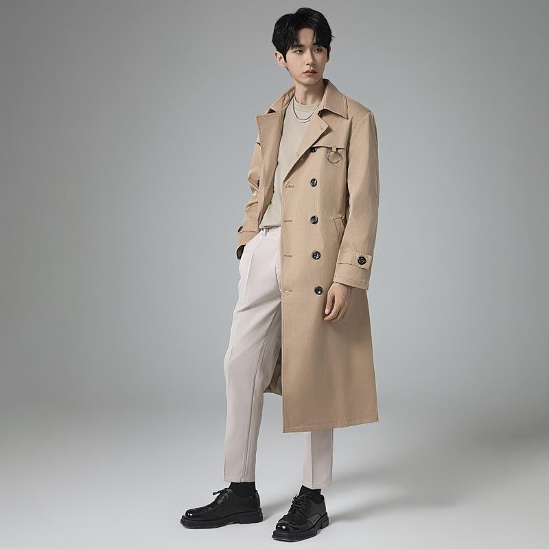 Мужской плащ, повседневный, удлиненный, двубортный, мужской плащ, ветровка, ветрозащитное пальто M-6XL