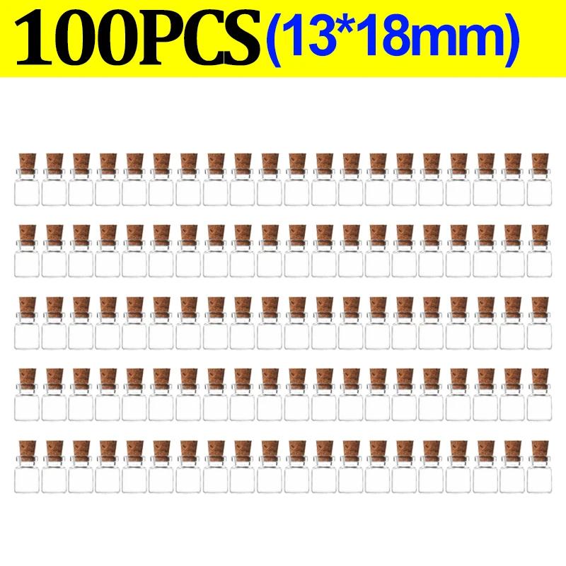 10/100Pcs Mini Transparent Glass with Cork DIY Art Craft Message Bottle 1ml Empty Wishing Bottles Xmas Wedding Party Decoration