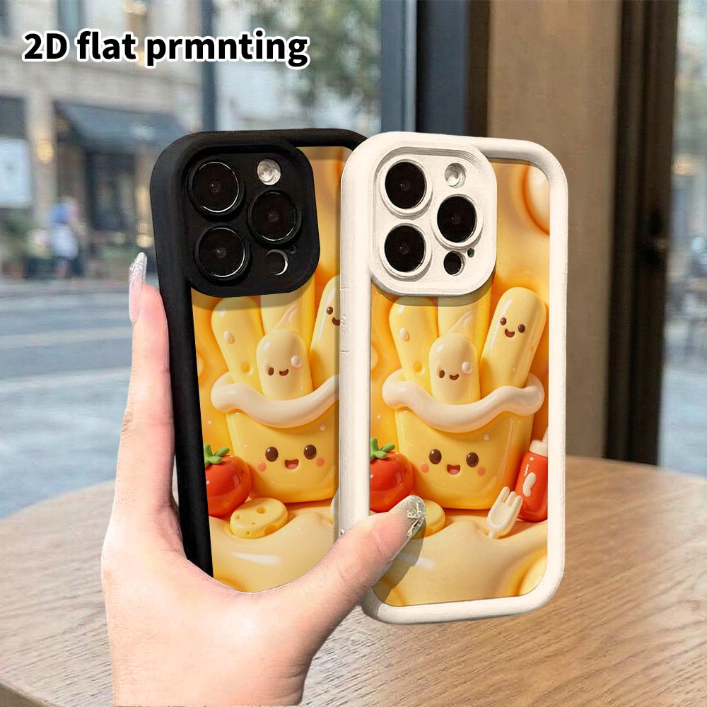 Phone Case: 2D flat design suitable for iPhone 18 17 16 15 14 13 Pro protective case, cartoon fries box, perfect Christmas and Halloween holiday gift