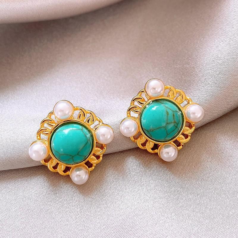 Silver Needle Monet Garden Drip Earrings French Court Style Exquisite Stud Earrings Design Sense Niche Light Luxury Earrings