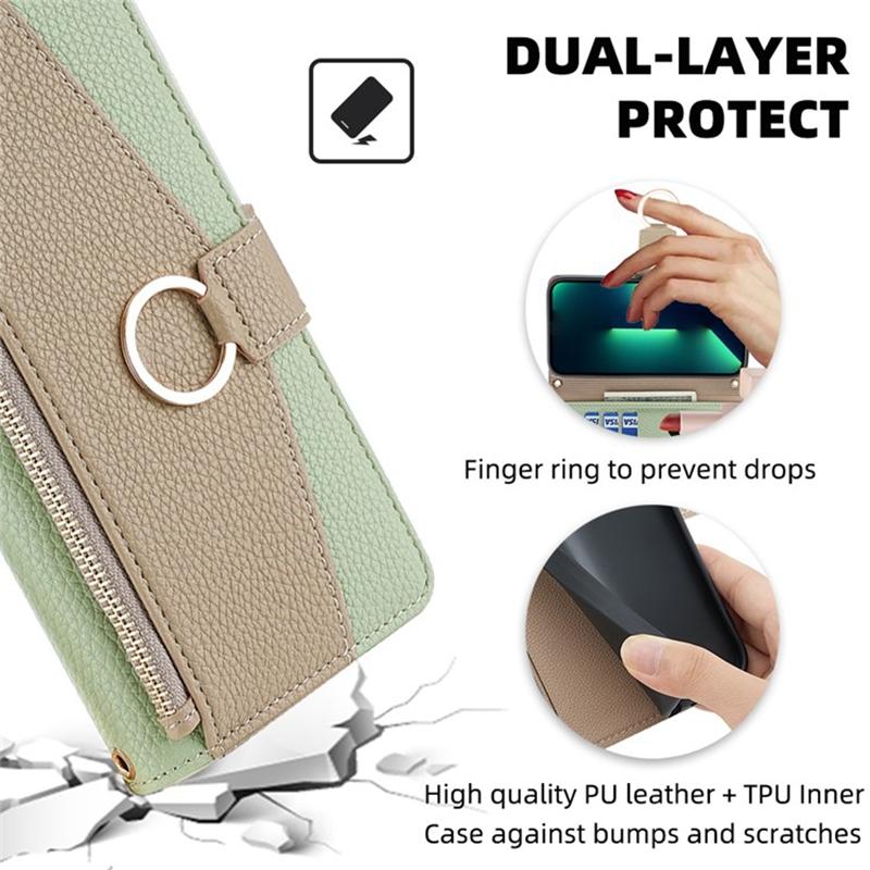 For Samsung Galaxy A33 5G Cell Phone Case Wallet PU Leather Cover with Chain Shoulder Strap
