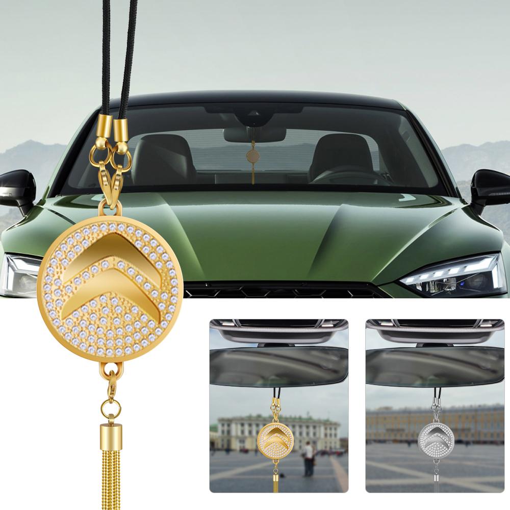 MVDC1 Hub Cap Citroen Car Logo Rearview Mirror Pendant Tassel Car Hanging Ornament Car Interior Accessorie For Berlingo C3 Aircross C5