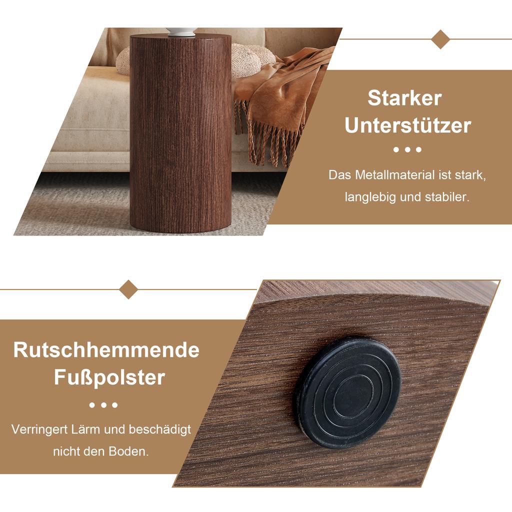 Elegant round walnut MDF coffee table – Modern living room decoration with minimalist design. Can be used as a side table, sofa table, or tea table.