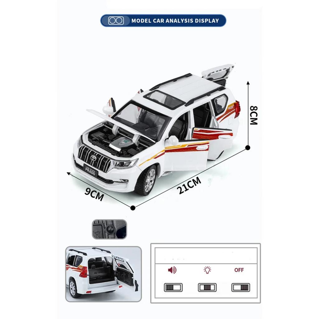HAOCHI 1/24 Toyota PRADO Land Cruiser Внедорожник Сплав Модель автомобиля Литой Металл Внедорожник Модель автомобиля Звук Свет Детская Игрушка Подарок