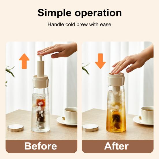Кофейник Yousheng Cold Brew объемом 750 мл, кувшин для заваривания холодного кофе на 2 минуты с фильтром из нержавеющей стали для домашнего использования, чайник для приготовления холодного кофе