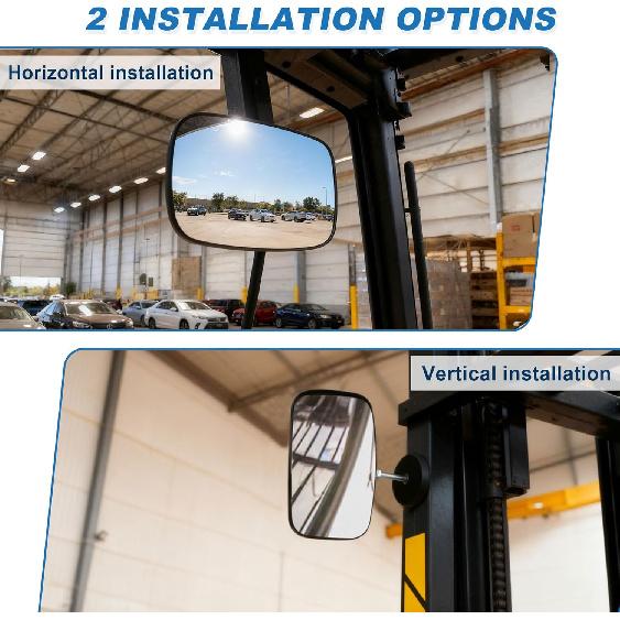 Universal Magnetic Forklift Rearview Mirror 8.2X4.8", Square HD Wide-Angle Convex Mirror Suitable For Tractors, Forklifts - 2 Pcs