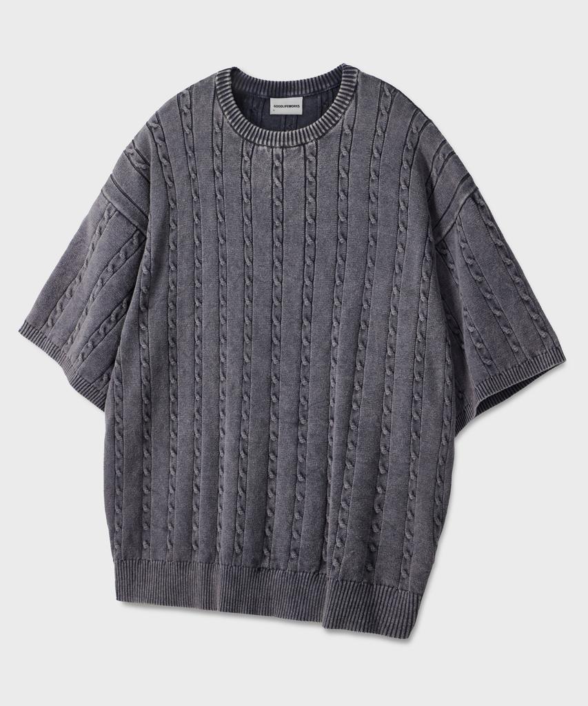 GLW Vintage Washed Cable Half Knit Charcoal