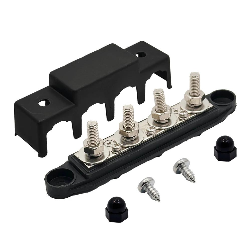 DC 12V-48V 250A Клеммная шина Распределительный блок питания аккумулятора с крышкой Винт M8 4 для Автомобиля Лодки RV Грузовика Автомобильный