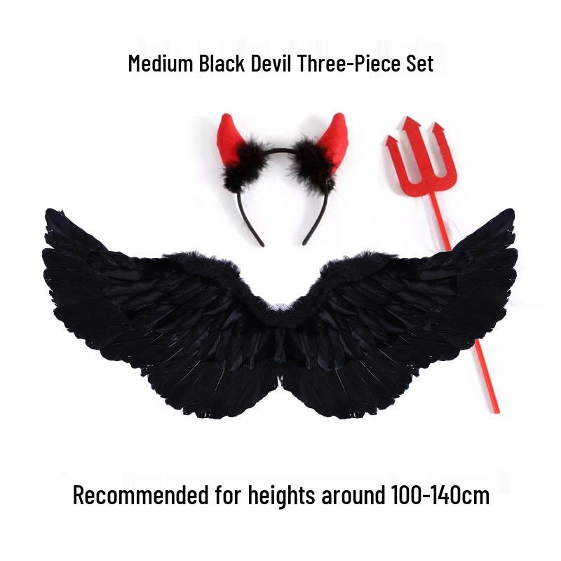 Adult Demon Black Elf Wings: Feathered Cosplay Decoration for Halloween