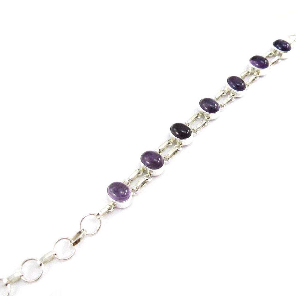 Les Trésors De Lily [H0063] - Серебряный браслет ручной работы «Небеса» с аметистом - 10 мм.