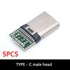 5 шт. Разъем USB Type-C 3.1, 16-контактный, штекер/гнездо с резистором 56K для пайки проводов и проектов на печатных платах