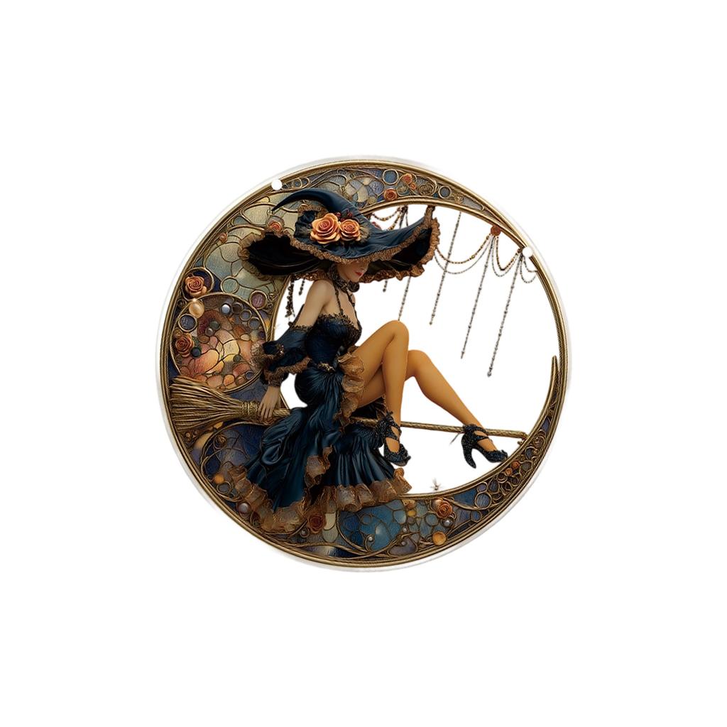 Acrylic Witch Hanging Ornament Halloween Witch Hat Hanging Decoration For Front Door Window Mantles Indoor and Outdoor