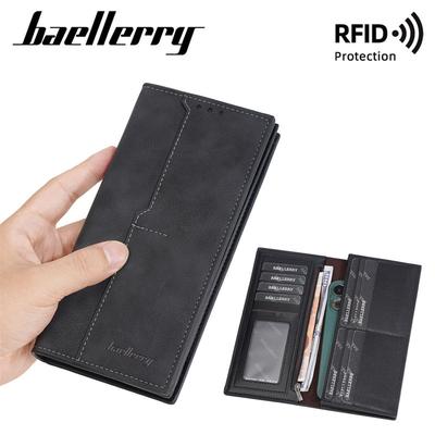 RFID Защита от кражи Держатель для карт для мужчин Винтажный дизайн Длинные кошельки Деловая мода Кошелек для монет Сумки для наличных