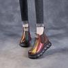 Johnature Rainbow Genuine Leather Short Boots Chelsea Wedge Heel Thick Soled Waterproof Women's Boots