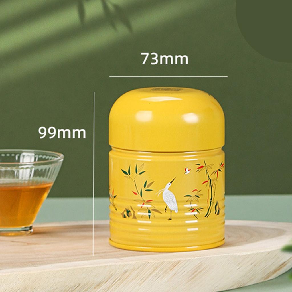 Round Tea Box Compact Tea Container Convenient Tea Storage Box Tinplate Tea Canister Tea Storage Jar for Various Teas