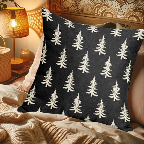 45x45СМ Наволочка на декоративную подушку с рождественской елкой, Наволочка с принтом рождественской елки, Домашняя гостиная, Спальня, Диван, Кровать, Декоративная квадратная наволочка