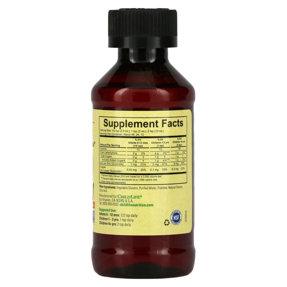 ChildLife Essentials Zinc Plus, Mango Strawberry Flavor, 118ml (4 fl oz) - 3 Count