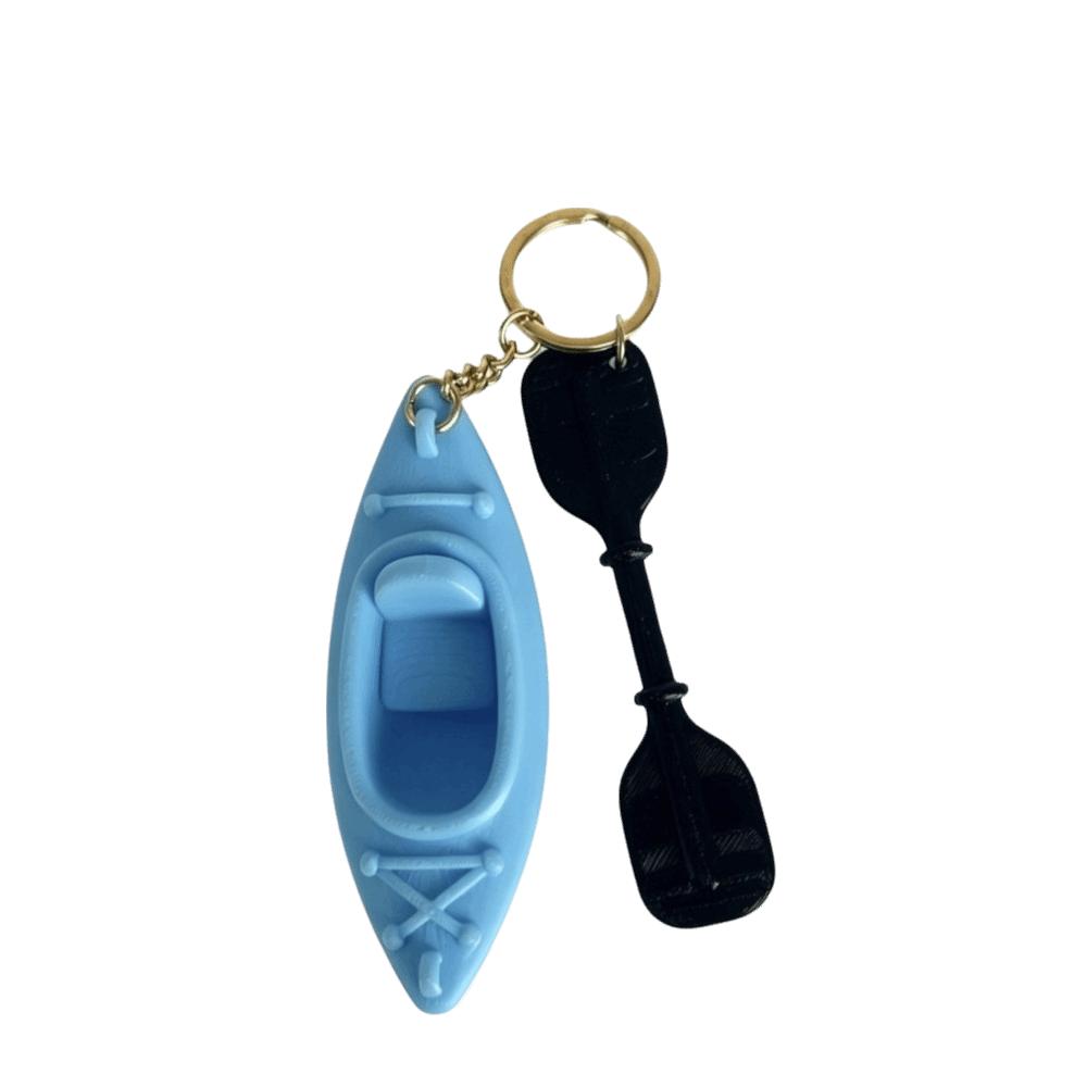 PLA Kayak Keychain 3D Shape Key Ring Decorative Trinket Canoe Pendant Gift