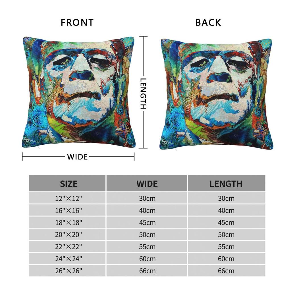 Colorful Frankenstein Monster Square Pillowcase Polyester Linen Velvet Pattern Zip Decorative Sofa Cushion Cover 45X45