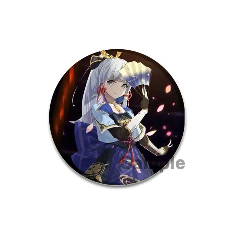 Значок Genshin Impact 32/44/58 мм, милые броши для косплея Камидзато Аяка, креативные изысканные эмалевые булавки для одежды, рюкзака, ювелирных изделий, аксессуаров