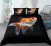 Goldfish Duvet Cover King/Queen Size Golden Red 3D Animal Bedding Set For Kid Teen Adult,Fish Themed Quilt Cover With Pillowcase