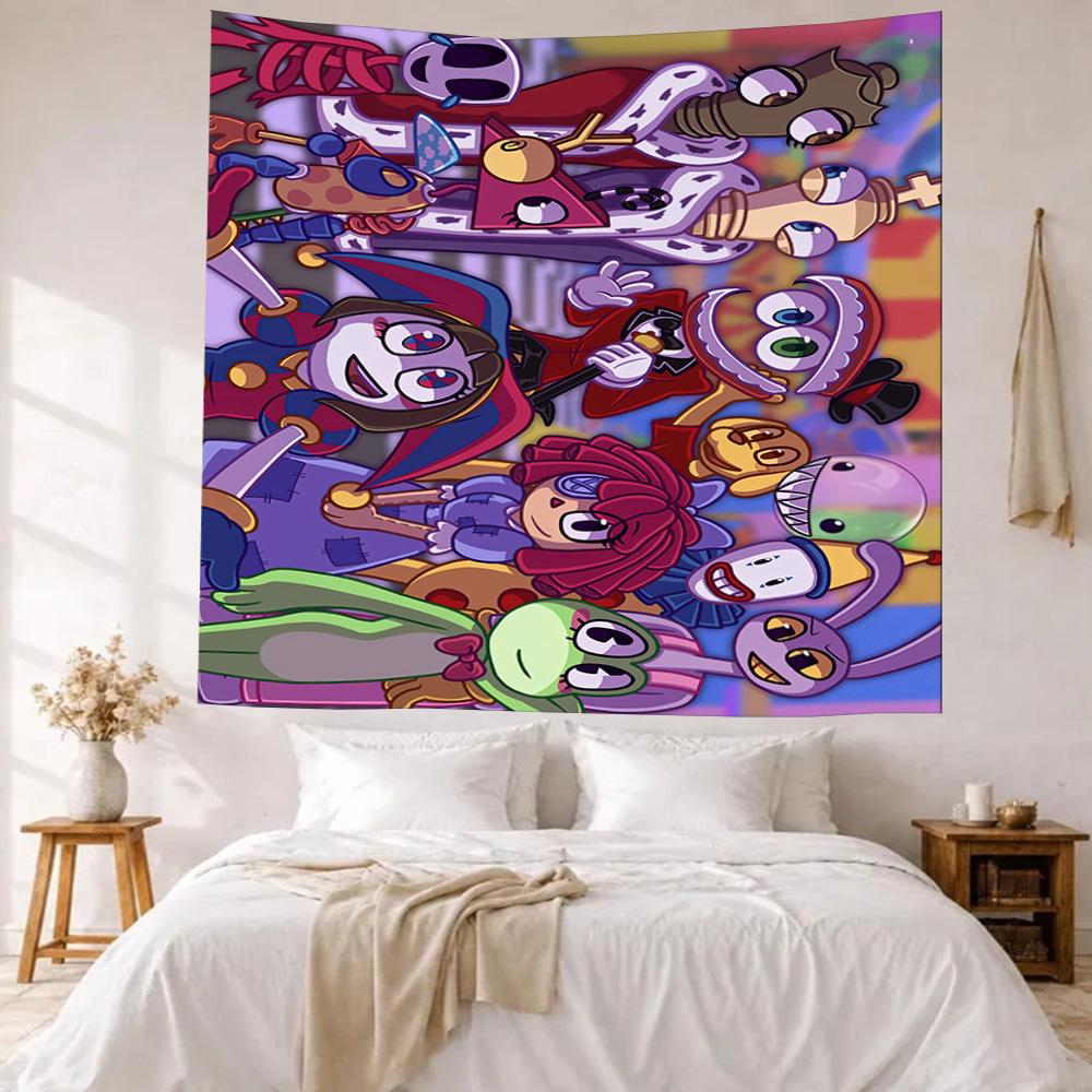 Digital Circus Wall Decor Tapestry Art For Pet Memorial Birthdaywedding Party Backdrop Family Gift