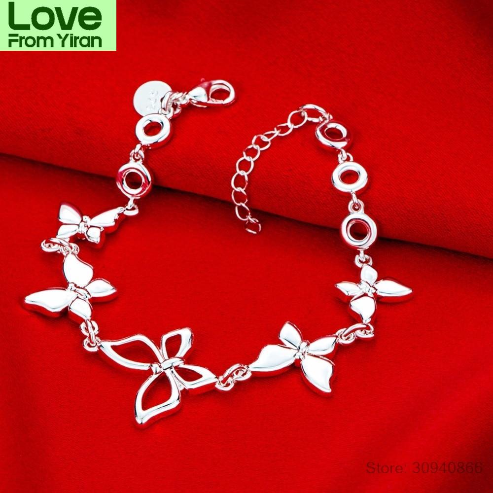 Charming Butterfly Pattern Bracelets Real 925 Sterling Silver Cubic Zirconia For Women Female Pretty Wedding Design Gifts